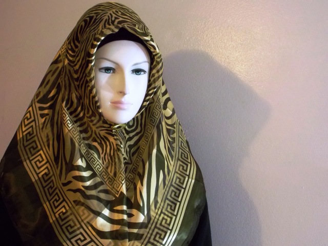 Olive Stripe style turkish square Hijab 67